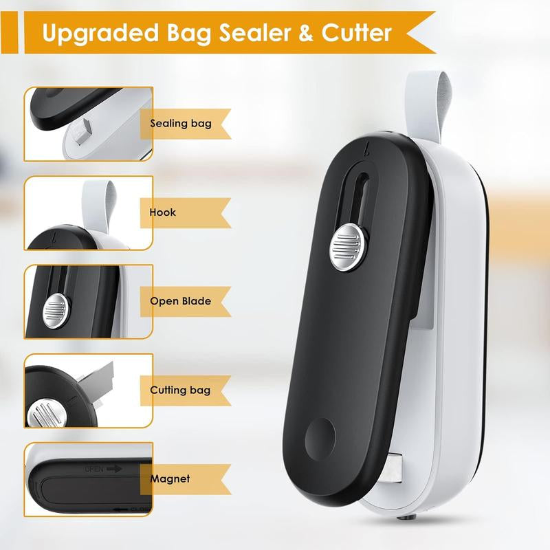 FEPPO Mini Bag Sealer - 2-in-1 Heat Sealer and Cutter for Ultimate Food Freshness on the Go