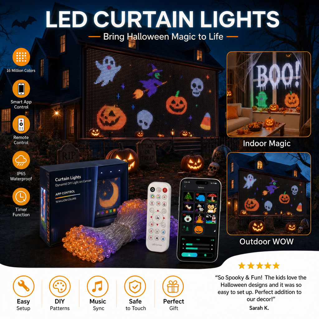 ELIER SpookyGlow — Smart LED Curtain Lights